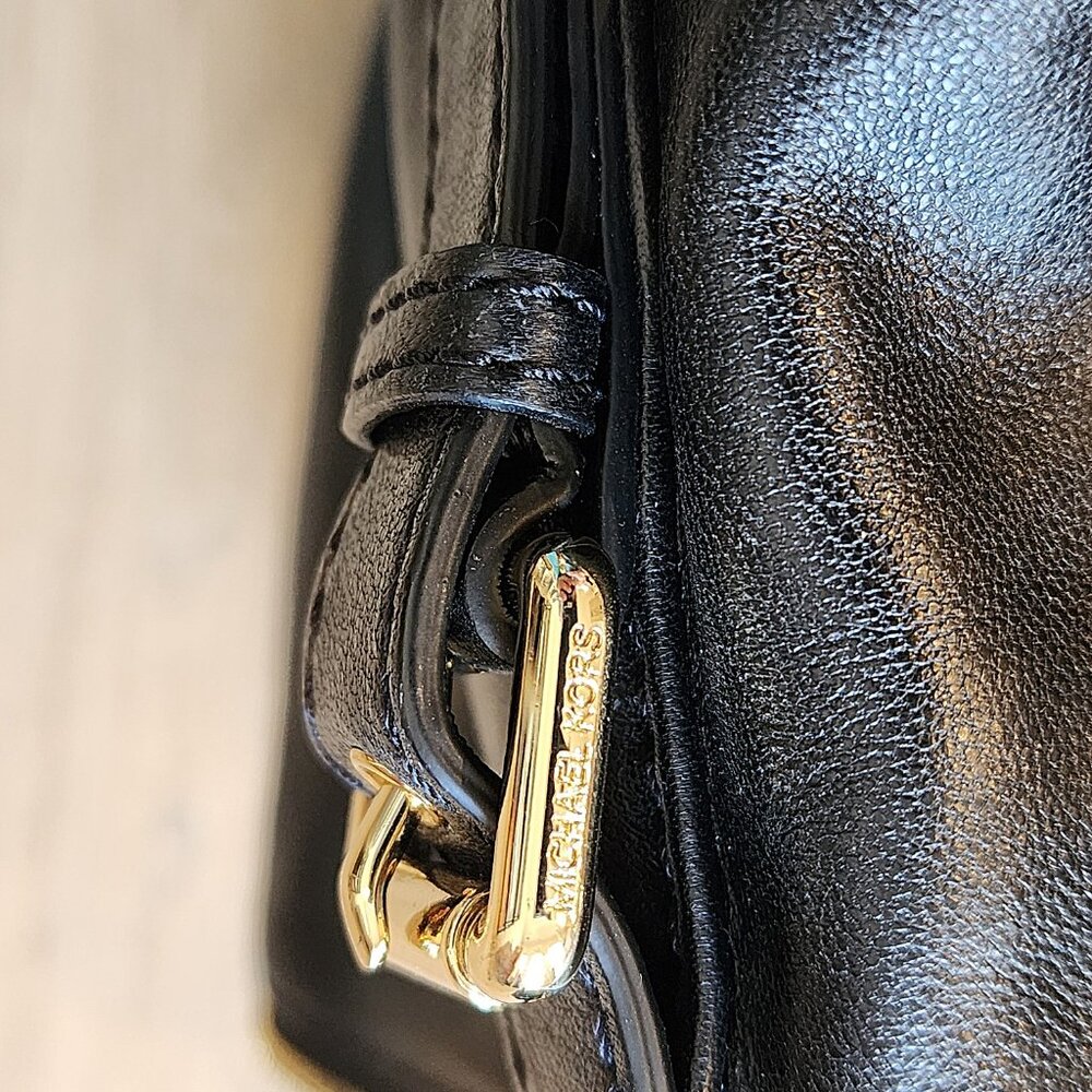 Michael Kors Black Leather Satchel with Cross Body Leather Strap - Picture 10 of 10